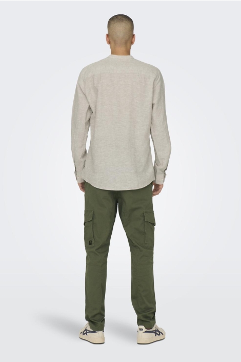 Only & Sons onscaiden ls solid linen mao shirt